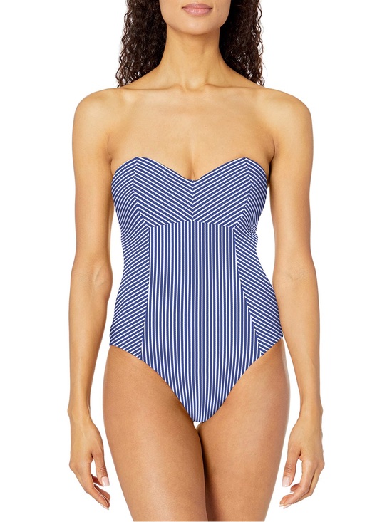 Seafolly Other - Seafolly Bandeau One Piece Swimsuit Blue White Stripe US 10 C/D Cup